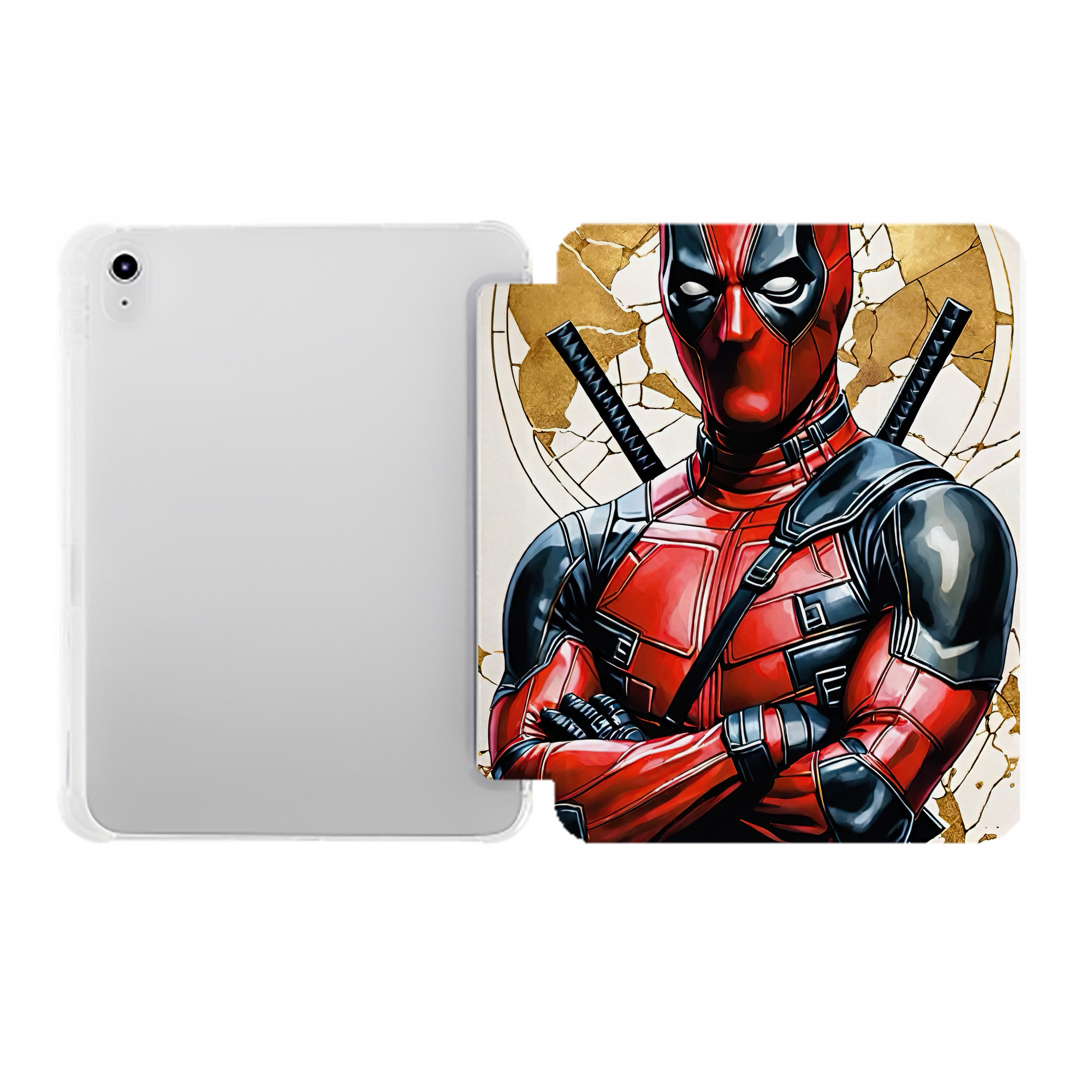 （画像用） Deadpool デッドプール IPad ケース ペン収納付き 三つ折りスタンド PUレザー×シリコン 対応機種9.5/10.5/10.9インチ